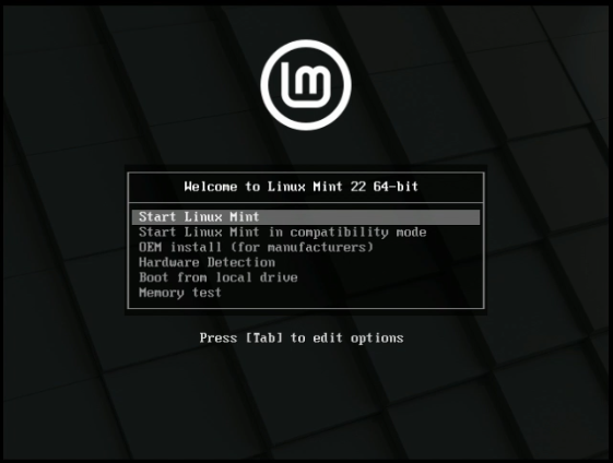 Choose Linux mint option